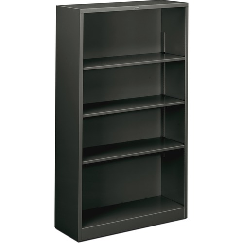 Metal Bookcase, Four-Shelf, 34-1/2w X 12-5/8d X 59h, Charcoal