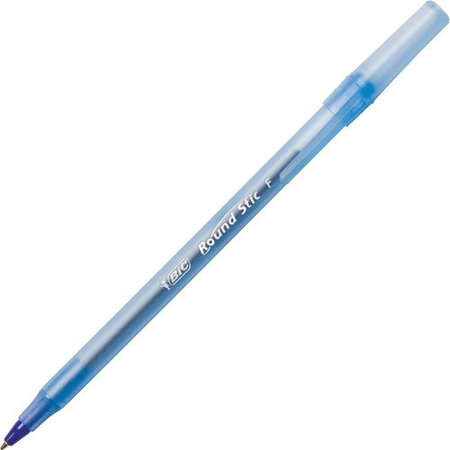 ROUND STIC XTRA PRECISION STICK BALLPOINT PEN, 0.8 MM, BLUE INK, TRAN BLUE BARREL, DOZEN