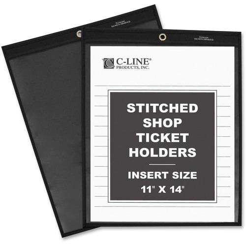 SHOP TICKET HOLDERS, STITCHED, ONE SIDE CLEAR, 75 SHEETS, 11 X 14, 25/BX