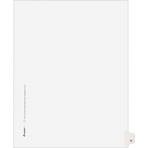 Avery-Style Legal Exhibit Side Tab Divider, Title: 25, Letter, White, 25/pack