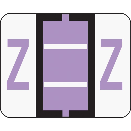 A-Z Color-Coded Bar-Style End Tab Labels, Letter Z, Lavender, 500/roll