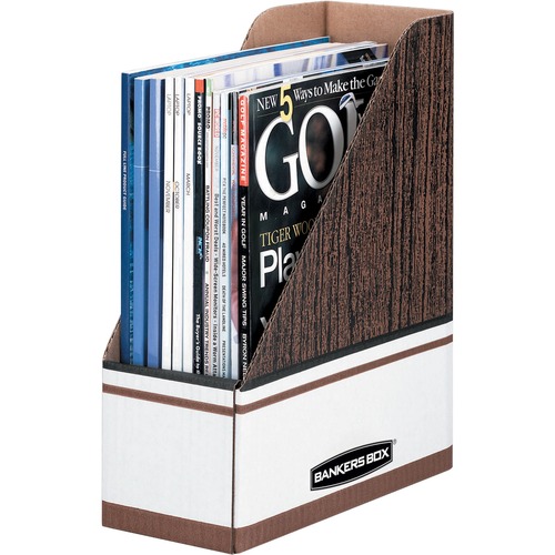 Corrugated Cardboard Magazine File, 4 X 11 X 12 3/4, Wood Grain, 12/carton