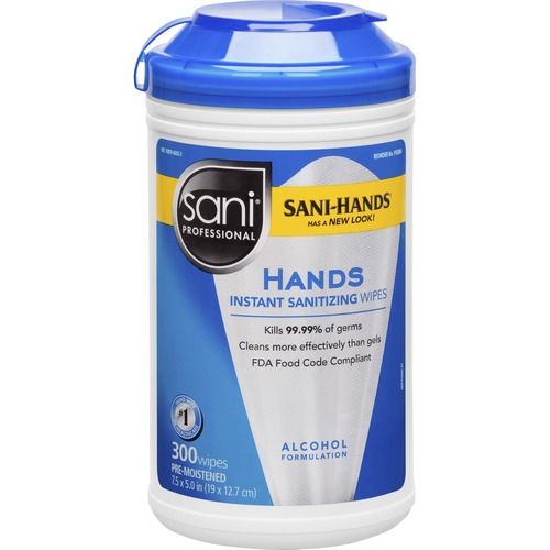 HANDS INSTANT SANITIZING WIPES, 7 1/2 X 5, 300/CANISTER, 6/CT