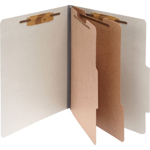 Pressboard 25-Pt Classification Folders, Letter, 6-Section, Mist Gray, 10/box