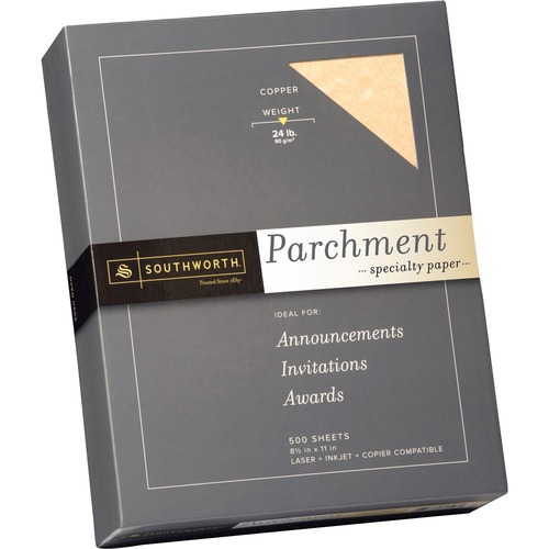 Parchment Specialty Paper, 24 lb, 8.5 x 11, Copper, 500/Box