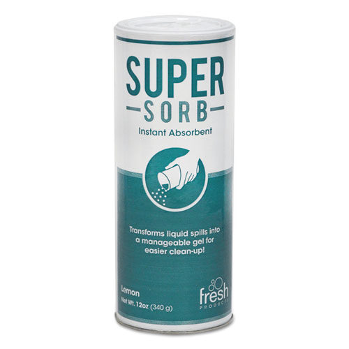 Super-Sorb Liquid Spill Absorbent, Powder, Lemon-Scent, 12 Oz. Shaker Can
