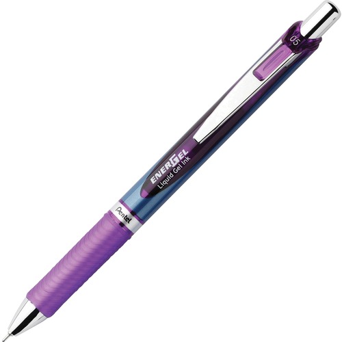 Energel Rtx Retractable Liquid Gel Pen, .5mm, Silver/violet Barrel, Violet Ink