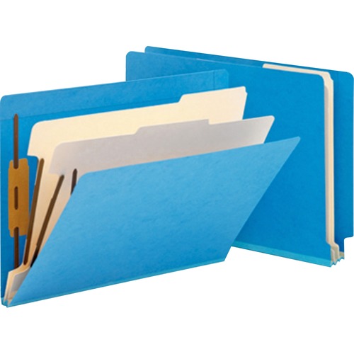 Colored End Tab Classification Folders, Letter, Six-Section, Blue, 10/box