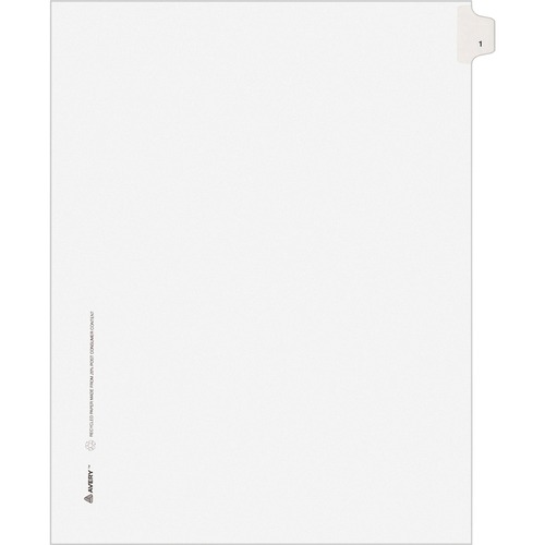 Avery-Style Legal Exhibit Side Tab Divider, Title: 1, Letter, White, 25/pack