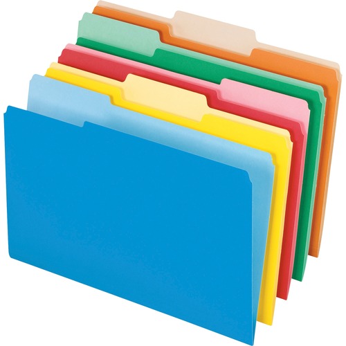 INTERIOR FILE FOLDERS, 1/3-CUT TABS, LEGAL SIZE, ASSORTED, 100/BOX