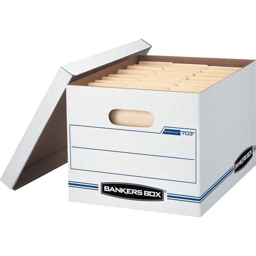 Stor/file Storage Box, Letter/legal, Lift-Off Lid, White/blue, 4/carton