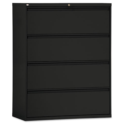 FOUR-DRAWER LATERAL FILE CABINET, 42W X 18D X 52 1/2H, BLACK