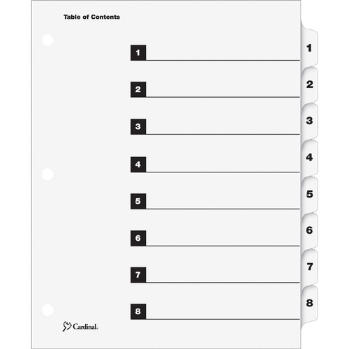 Traditional Onestep Index System, 8-Tab, 1-8, Letter, White, 8/set