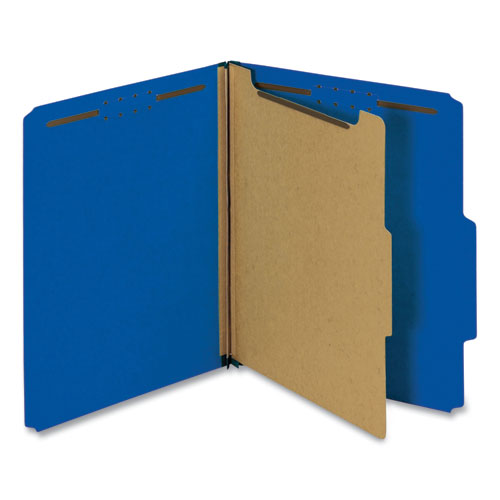 Pressboard Classification Folders, Letter, Four-Section, Cobalt Blue, 10/box