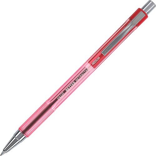 BETTER RETRACTABLE BALLPOINT PEN, MEDIUM 1MM, RED INK, TRANSLUCENT RED BARREL, DOZEN