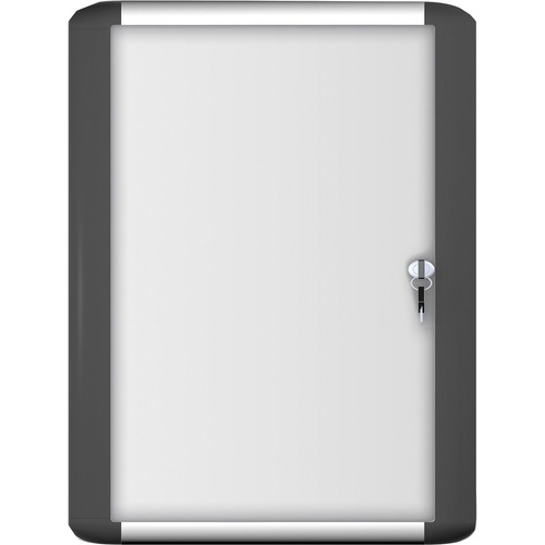 Dry-Erase Board,w/Lock/Key,3'x4',White Board/Aluminum Frame
