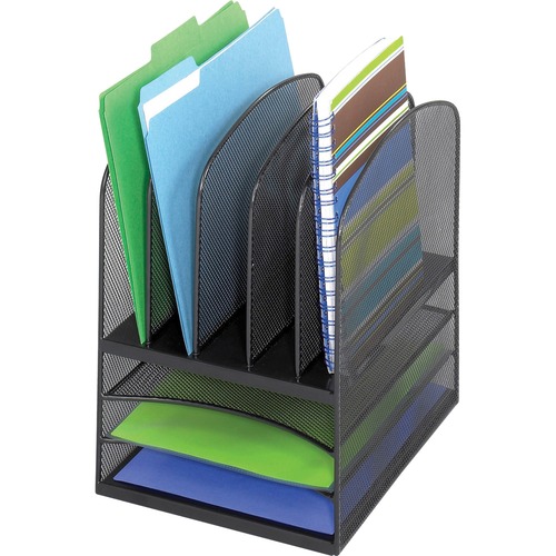 Desktop Organizer,Five 1" Sections,11-3/8"x9-1/2x13",Black