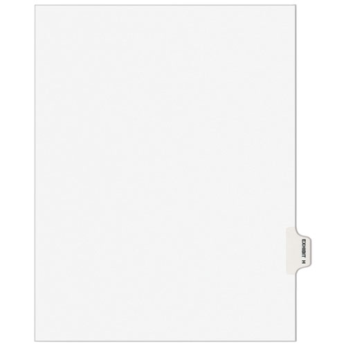 Avery-Style Preprinted Legal Side Tab Divider, Exhibit H, Letter, White, 25/pack