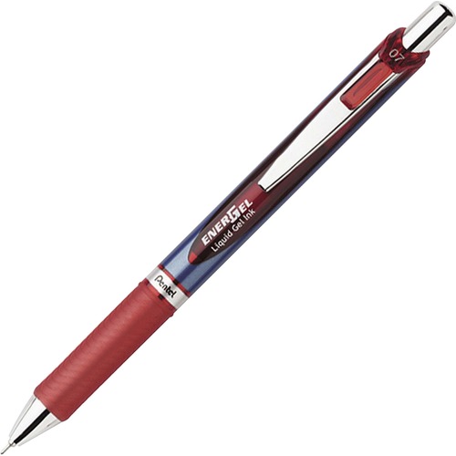 Energel Rtx Retractable Liquid Gel Pen, .7mm, Needle, Black/gray Barrel, Red Ink