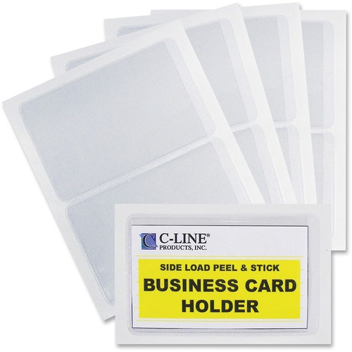 SELF-ADHESIVE BUSINESS CARD HOLDERS, SIDE LOAD, 2 X 3 1/2, CLEAR, 10/PACK