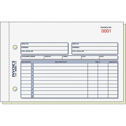 Invoice Book, 5 1/2 X 7 7/8, Carbonless Duplicate, 50 Sets/book