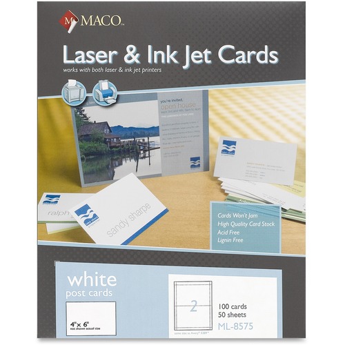 Unruled Microperforated Laser/ink Jet Index Cards, 4 X 6, White, 100/box