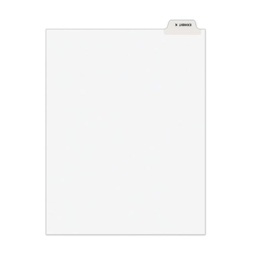 Avery-Style Preprinted Legal Bottom Tab Divider, Exhibit K, Letter, White, 25/pk