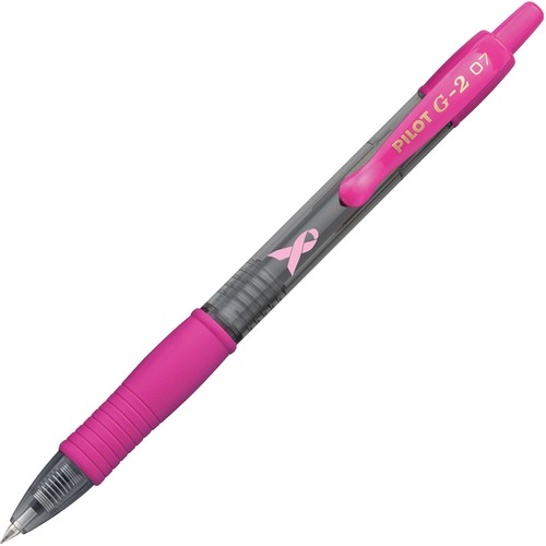 G2 Premium Pink Ribbon Retractable Gel Ink Pen, Black Ink, .7mm, Dozen