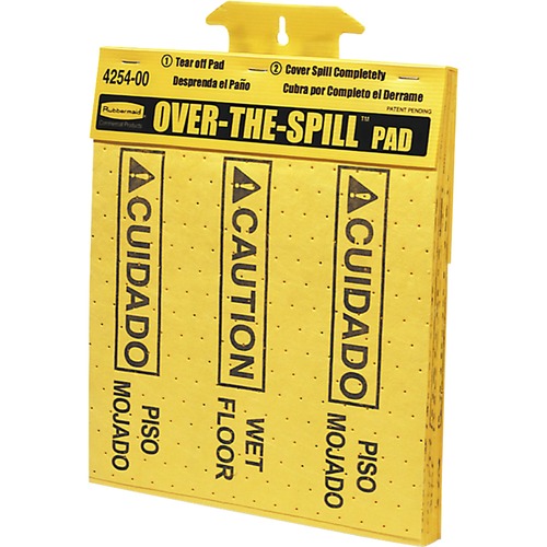 Over-The-Spill Caution Pads,Bilingual,16-1/2"x14",22/PK,YW