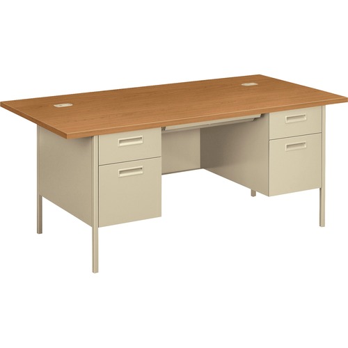 Double Pedestal Desk, w/Overhang, 72"x36"x29-1/2",HVST/PY