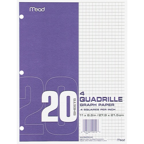 Graph Paper, Quadrille (4 Sq/in), 8 1/2 X 11, White, 20 Sheets/pad, 12 Pads/pack