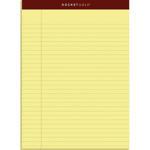 Docket Ruled Perforated Pads, 8 1/2 X 11 3/4, Canary, 50 Sheets, Dozen