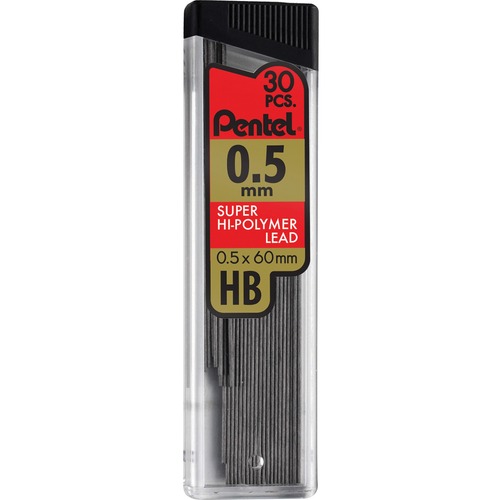 Super Hi-Polymer Lead Refills, 0.5mm, Hb, Black, 30/tube