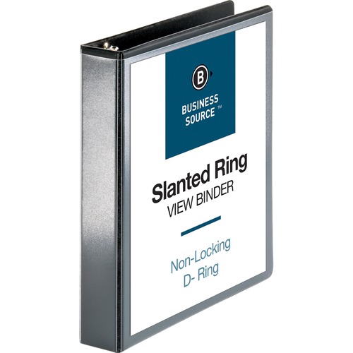 Business Source  D-Ring View Binder, 1-1/2" Capacity, 11x8-1/2", Black