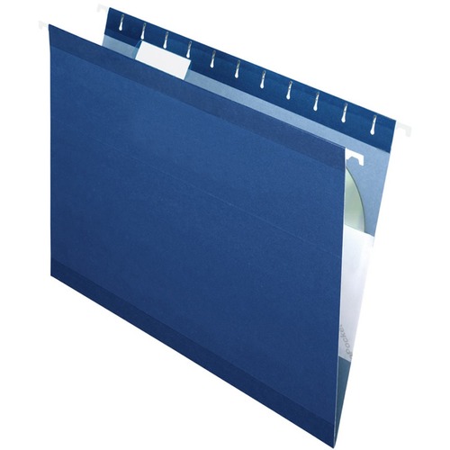 COLORED REINFORCED HANGING FOLDERS, LETTER SIZE, 1/5-CUT TAB, NAVY, 25/BOX