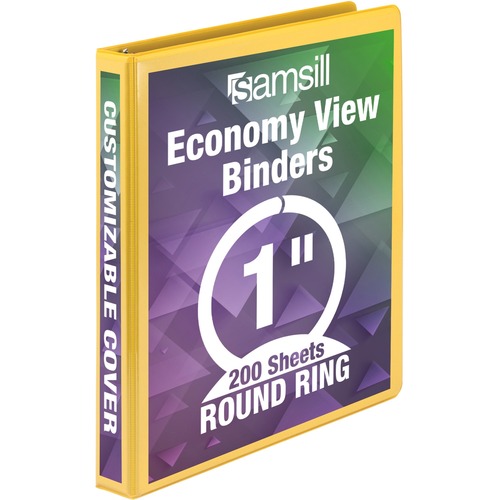 Round Ring View Binder, 1", Yellow