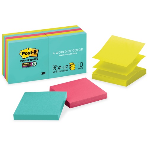 Pop-Up 3 X 3 Note Refill, Miami, 90 Notes/pad, 10 Pads/pack