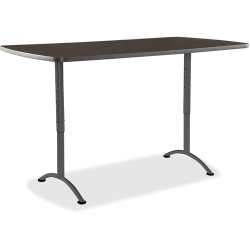 Arc Sit-To-Stand Tables, Rectangular Top, 36w X 72d X 30-42h, Walnut/gray