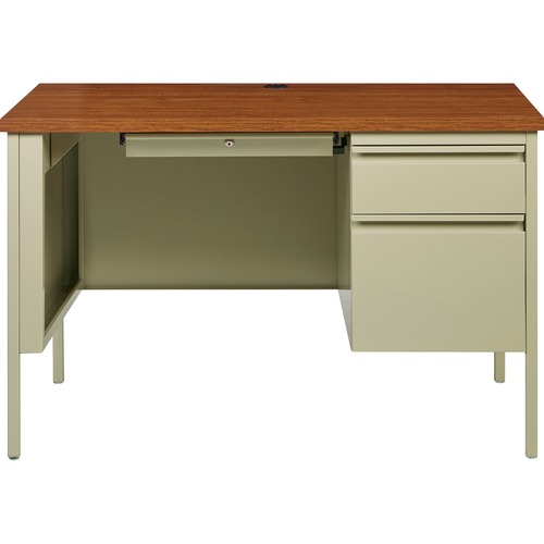 Right Pedestal Desk, Steel, 45-1/2"x24"x29-1/2", Oak/Putty