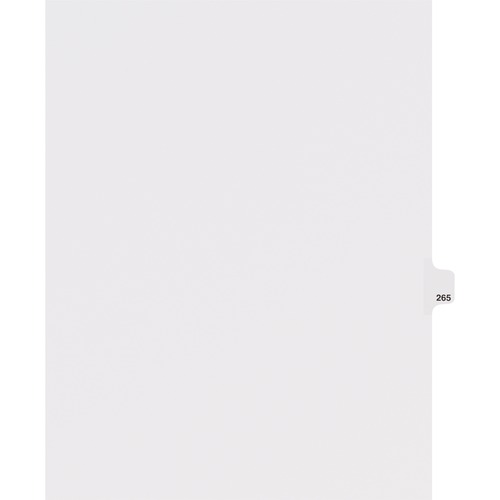 Divider, "265", Side Tab, 8-1/2"x11", 25/PK, White