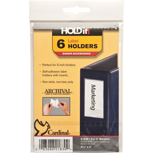 Label Holder, 2-3/16"x4", 6/PK, Clear