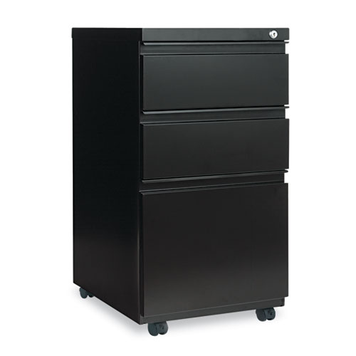 Three-Drawer Metal Pedestal File With Full-Length Pull, 14 7/8w X 19 1/8d, Black
