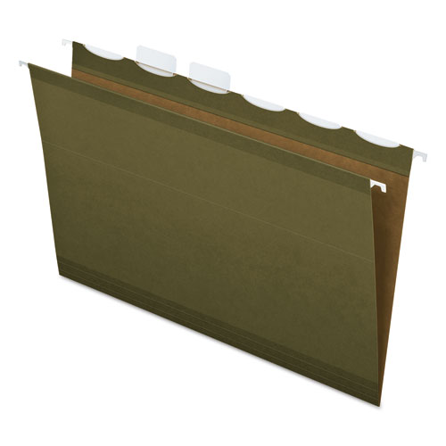 Ready-Tab Hanging File Folders, 2" Capacity, 1/6 Tab, Legal, Green, 20/box