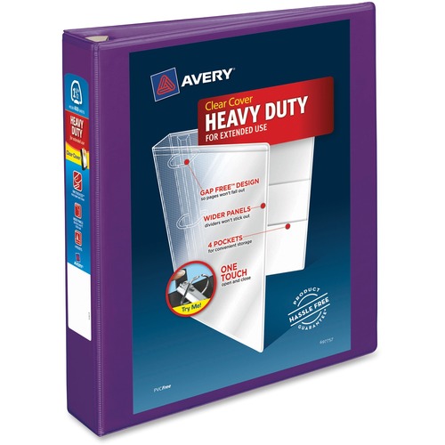 Heavy-Duty View Binder W/locking Ezd Rings, 1 1/2" Cap, Purple