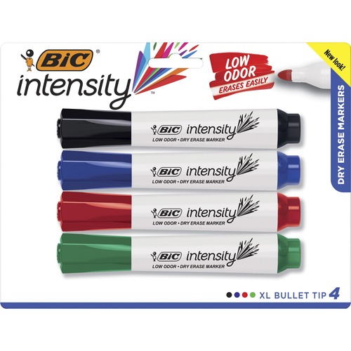 GREAT ERASE GRIP CHISEL TIP DRY ERASE MARKERS, LOW-ODOR, ASSORTED, 4/SET