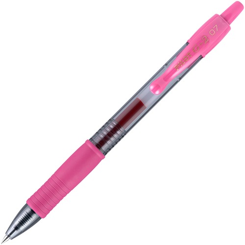 Gel Pen, Retractable, Rubber Grip, Fine Pt, Pink