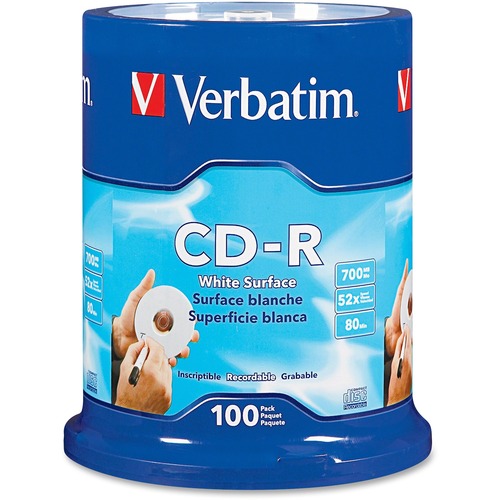 Cd-R Discs, 700mb/80min, 52x, Spindle, White, 100/pack