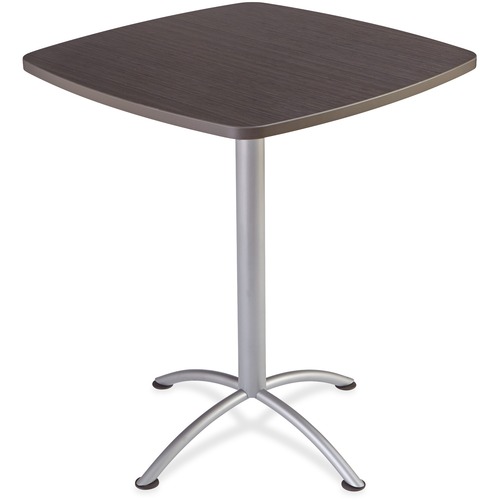 Iland Table, Contour, Square Bistro Style, 36" X 36" X 42", Gray Walnut/silver