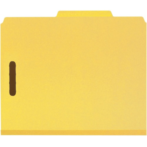 100(percent) REC PRESSBOARD CLASSIFICATION FOLDER, 2 DIV, 2" EXP, LETTER, YELLOW, 10/BX