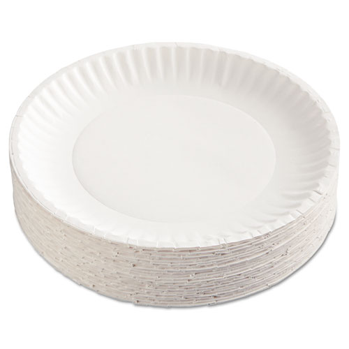 Paper Plates, 9" Diameter, White, 100/pack